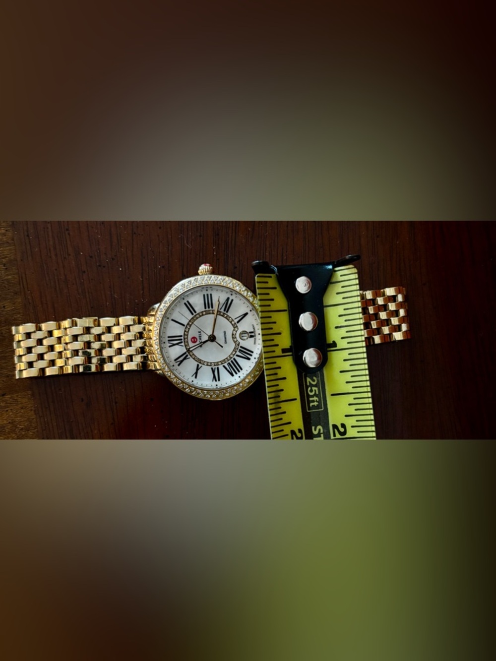 Michele Serein Gold Tone Diamond Bezel Women's Watch 134 Diamonds New Battery! - Picture 8 of 13